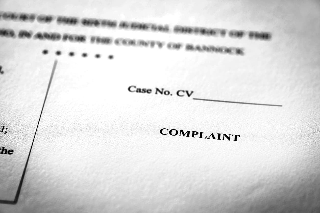 Closeup of legal papers for car accident lawsuit